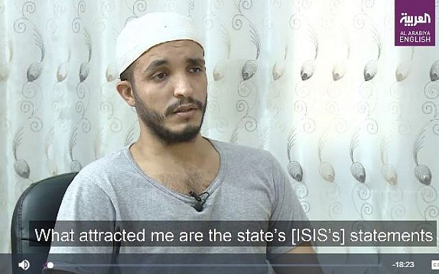 Sayyaf Sharif Daoud, an Arab Israeli who traveled to Syria to join IS, speaks with Al Arabiya. (video screenshot)