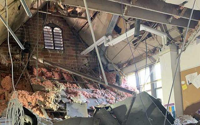 The inside of the Milwaukee Jewish Day School after its roof collapsed on August 23, 2019. (North Shore Fire Department)