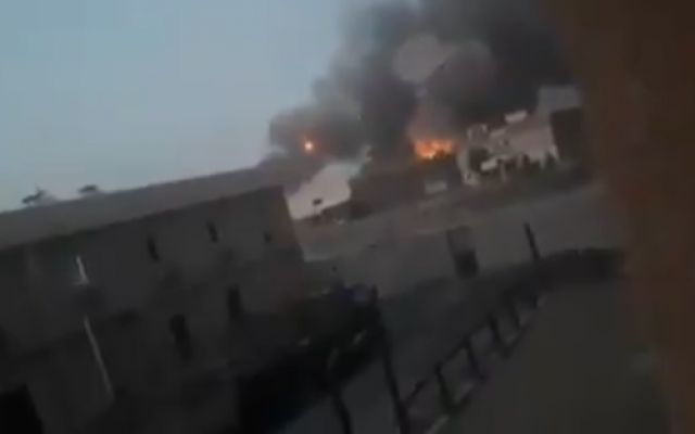 Explosions at an arms depot of a Shiite militia group in Iraq, August 20, 2019. (video screenshot)