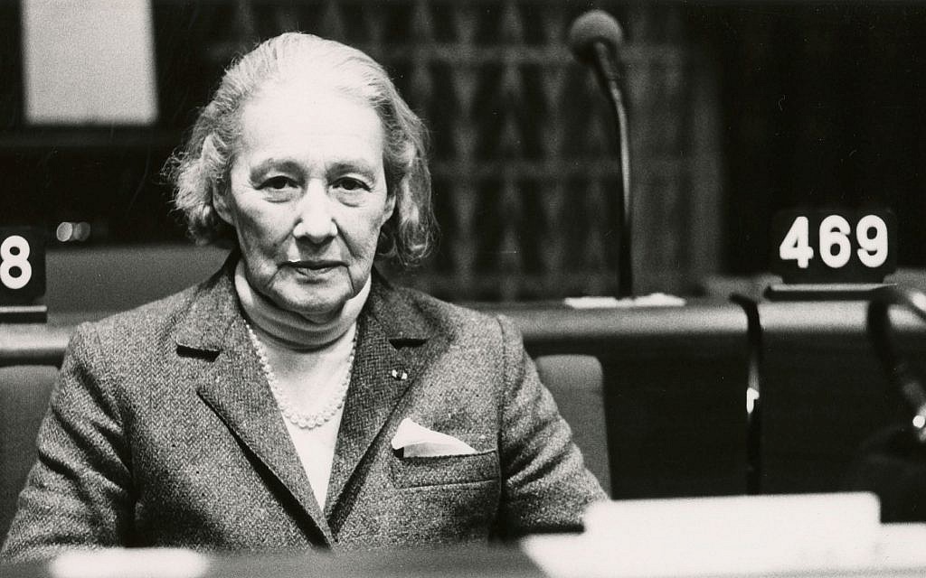Marie-Madeleine Fourcade attends a plenary session of the European Parliament in 1980. (European Union)