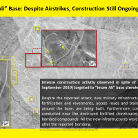 Satellite image showing ongoing construction at an alleged Iranian military base in Syria's Boukamal region, near the Iraqi border, on September 21, 2019. (ImageSat International)