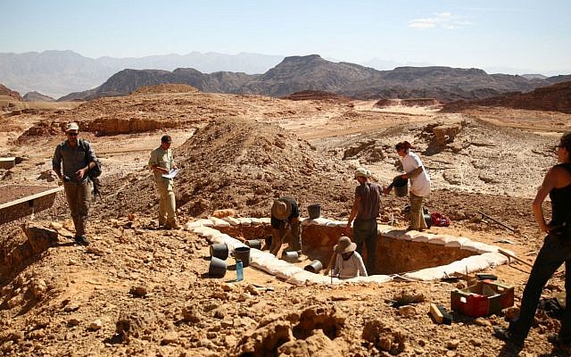 Excavations of ancient copper mines as part of Tel Aviv University’s Central Timna Valley Project. (E. Ben-Yosef and the Central Timna Valley Project)