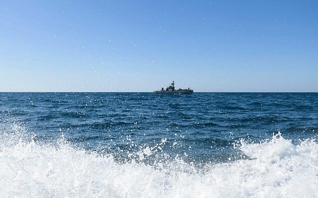 An Israel Navy ship takes part in a surprise exercise off of Israel's northern coast on September 25, 2019. (Israel Defense Forces/File)