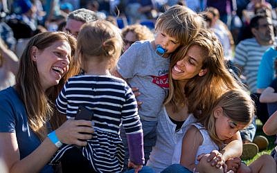 Illustrative: Israeli families celebrate Israel's Independence Day at the JCC in Palo Alto, California on May 9, 2019. (Saul Bromberger/Courtesy JCC Palo Alto)