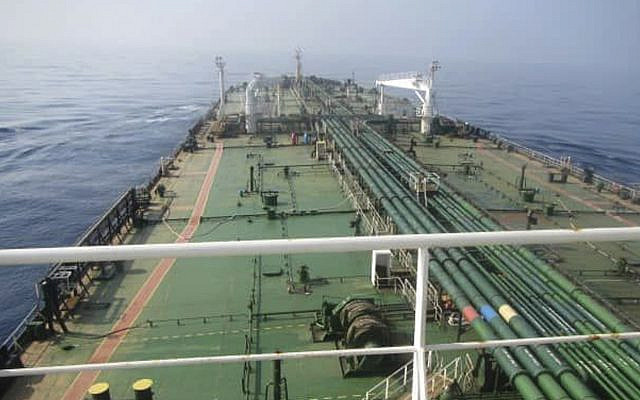 Illustrative: Iranian oil tanker Sabiti travels through the Red Sea on October 11, 2019. (SHANA via AP)