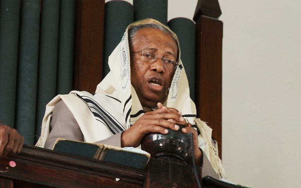 Cantor Winston G. Mendes Davidson at Shaare Shalom synagogue in Kingston, Jamaica, in this still from 'Children of the Inquisition.' (Lovett Productions)