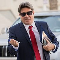 Science Minister Ofir Akunis arrives for a Likud party meeting in Jerusalem on May 28, 2019. (Yonatan Sindel/Flash90)