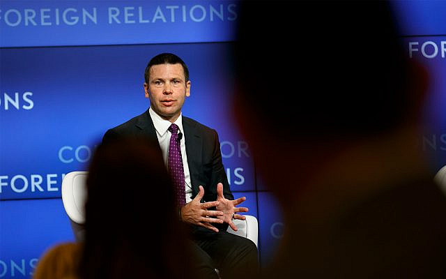 Then-acting US Homeland Security Secretary Kevin McAleenan speaks at the Council on Foreign Relations, September 23, 2019, in Washington. (AP Photo/Jacquelyn Martin)