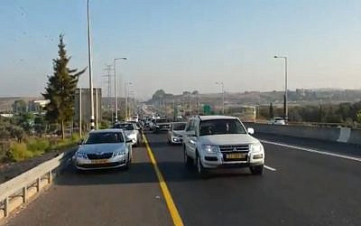 Screen capture from video of vehicles participating in a protest convoy by the Arab Israeli community calling for government action against violence within the community, October 10, 2019. (Twitter)