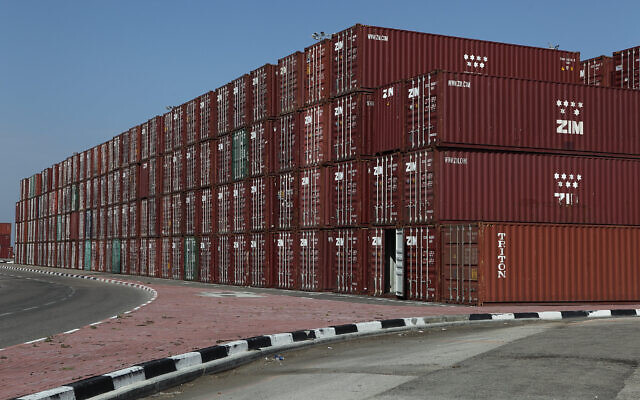 Shipping containers at the Haifa port, November 14, 2011. (Yaakov Naumi/Flash90)