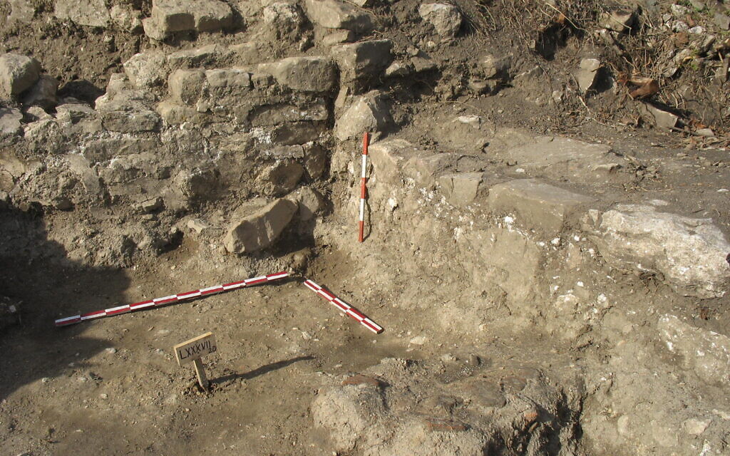 The excavation site of what could be a 13th century synagogue, the sole remaining archaeological evidence of a medieval Jewish community in Bulgaria, at Tarnovo, Bulgaria on the Trapezitsa hill. (courtesy Dr. Mirko Robov)