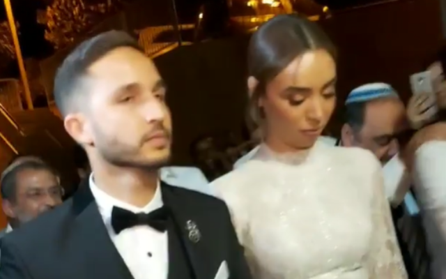 Dor and Orel Huri at their wedding in Beit Hagadi in southern Israel on November 13, 2019. (Screen capture: Instagram)