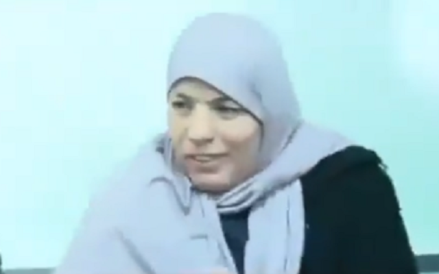 File: Wafa Na'alowa at an Israeli military court (video screenshot)
