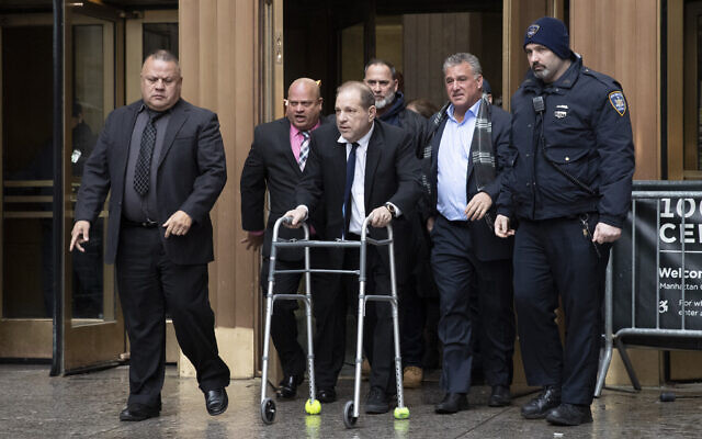 Harvey Weinstein leaves court following a hearing, Wednesday, Dec. 11, 2019 in New York. Weinstein’s bail was increased from $1 million to $5 million on Wednesday over allegations he violated bail conditions by mishandling his electronic ankle monitor. (AP Photo/Mark Lennihan)