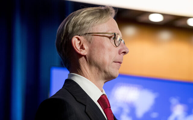 US special representative on Iran Brian Hook at a news conference at the State Department in Washington, November 18, 2019. (Andrew Harnik/AP)