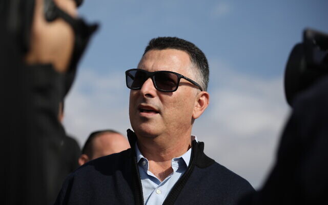 Likud parliament member Gideon Sa’ar visits the West Bank area known as E1 near the Jewish settlement of Ma’ale Adumim, on December 10, 2019. (Hadas Parush/Flash90)