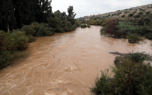 View of the Jordan River after heavy rains in northern Israel, on December 27, 2019. (Yossi Zamir/Flash90)