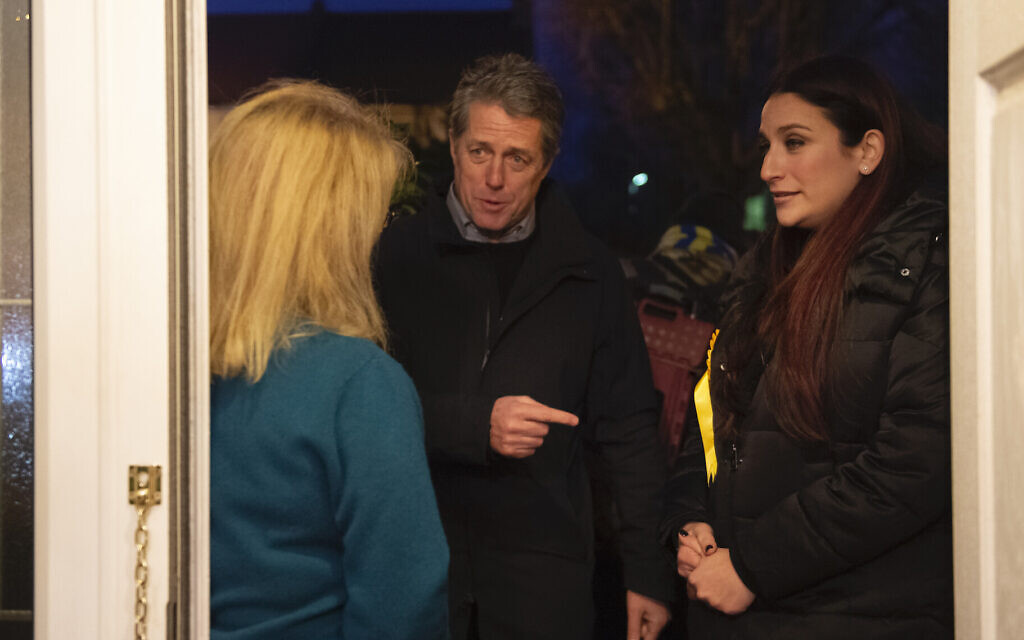 Liberal Democrat's candidate for Finchley and Golders Green, Luciana Berger (R) and Hugh Grant canvassing in Finchley while on the General Election campaign trail. (David Mirzoeff/PA Images via Getty Images)