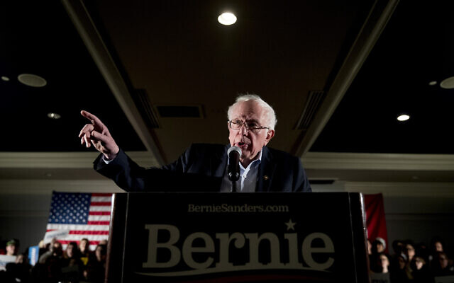 Democratic presidential candidate Sen. Bernie Sanders, I-Vt., speaks at a climate rally with the Sunrise Movement at The Graduate Hotel, Jan. 12, 2020, in Iowa City, Iowa. (AP Photo/Andrew Harnik)