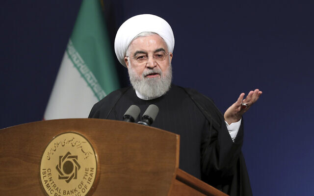 President Hassan Rouhani speaks in Tehran, Iran, on January 16, 2020. (Office of the Iranian Presidency via AP)