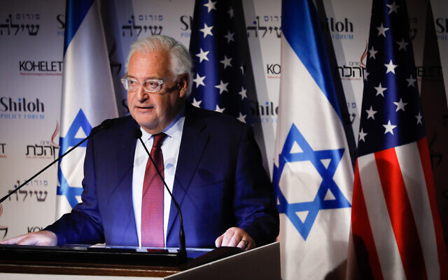 US Ambassador to Israel David Friedman speaks during the Kohelet Forum Conference at the Begin Heritage Center, in Jerusalem, on January 8, 2020. (Olivier Fitoussi/Flash90)