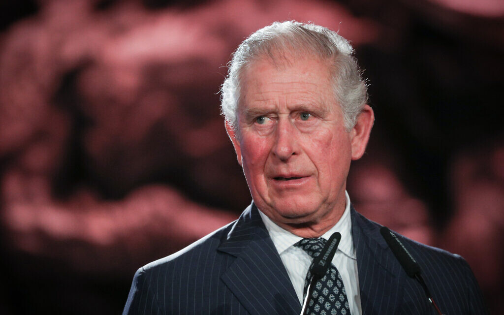 Charles, Prince of Wales, speaks during the Fifth World Holocaust Forum at the Yad Vashem Holocaust memorial museum in Jerusalem, January 23, 2020 (Yonatan Sindel/Flash90)