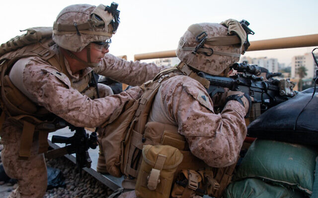 US Marines reinforce the Baghdad Embassy Compound in Iraq, Jan 1, 2020. (US Marine Corps/Sgt. Kyle C. Talbot)