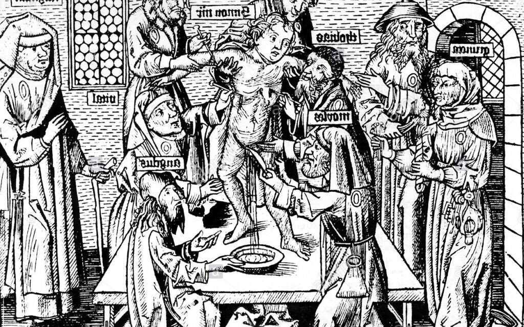 Woodcut depicting 'Simon of Trent' alleged ritual murder, 1475 (public domain)