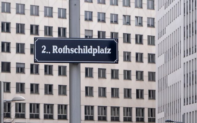 A sign for Rothschild square, named after Salomon Mayer von Rothschild, is pictured in Vienna, Austria, February 18, 2020. (Joe Klamar/AFP)