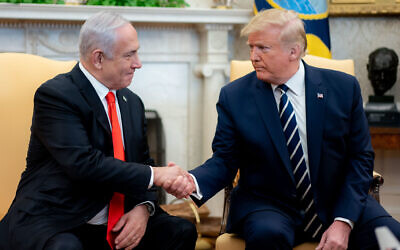 US President Donald Trump participates in an expanded bilateral meeting with Israeli Prime Minister Benjamin Netanyahu, January 27, 2020, in the Oval Office of the White House. (Official White House Photo by D. Myles Cullen)