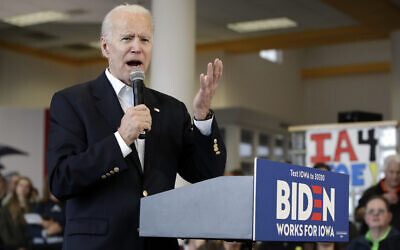 Democratic presidential candidate former Vice President Joe Biden speaks during a campaign event Feb. 2, 2020, in Dubuque, Iowa. (AP Photo/Marcio Jose Sanchez)