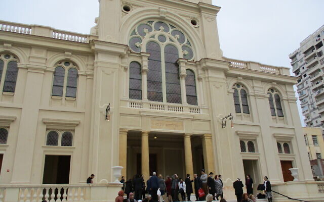 180 Jewish guests from around the world visit the newly renovated Eliyahu Hanavi synagogue in the northwestern Egyptian city of Alexandria on February 14, 2020. (David Lisbona)