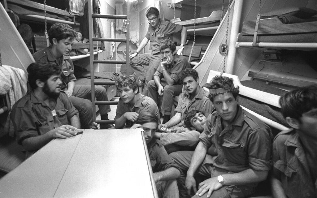 The crew of a missile boat at sea during the Yom Kippur War, October 11, 1973. (Alon Reininger/GPO)