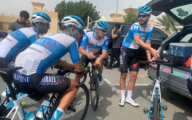 Members of Israel's cycling team are seen in the United Arab Emirates, February 22, 2020 (Courtesy)