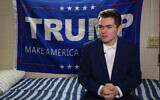 File: Conservative student and supporter of US President Donald Trump, Nick Fuentes, answers question during an interview with Agence France-Presse in Boston, Massachusetts, on May 9, 2016. (WILLIAM EDWARDS/AFP)