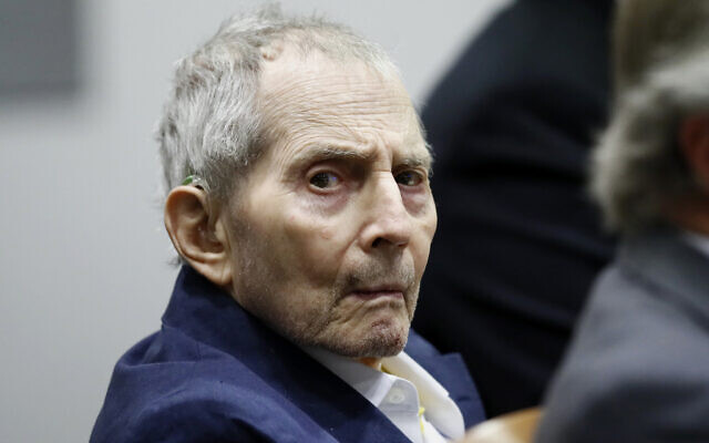 Real estate heir Robert Durst sits during his murder trial at the Airport Branch Courthouse in Los Angeles on March 4, 2020. (Etienne Laurent/EPA via AP, Pool)