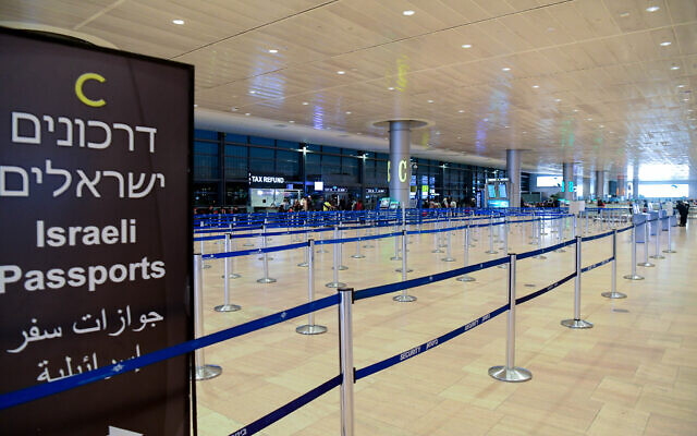 The near-empty departure halls of Ben Gurion Airport on March 8, 2020. (Flash90)