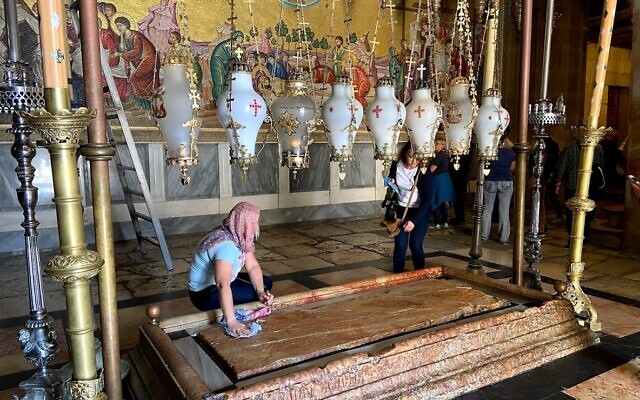 Church of the Holy Sepulchre on March 10, 2020. (Jacob Magid/Times of Israel)
