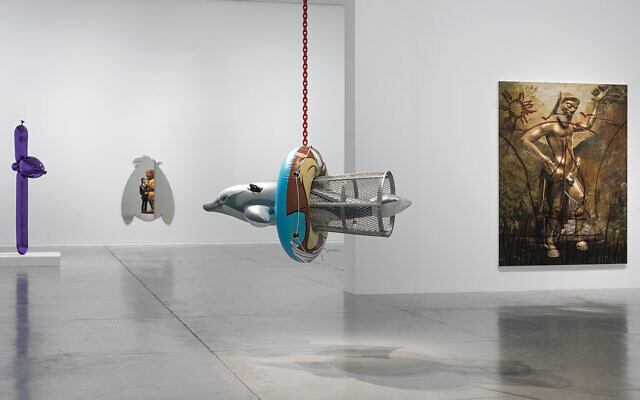 Jeff Koons' artworks set up in the Tel Aviv Museum of Art before the coronavirus (Courtesy Elad Sarig)