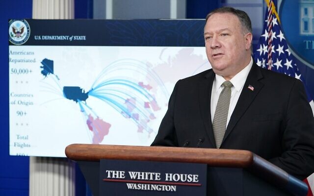US Secretary of State Mike Pompeo speaks during a briefing on April 8, 2020  in the Brady Briefing Room at the White House, in Washington, DC. (Mandel Ngan/AFP)