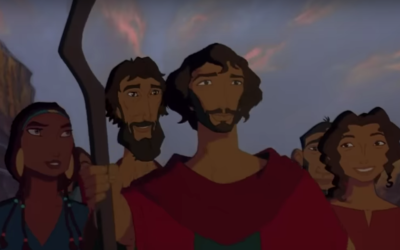 From left: Tzipporah, Aaron, Moses and Miriam, voice by Michelle Pfeiffer, Jeff Goldblum, Val Kilmer and Sandra Bullock, respectively, in 'The Prince of Egypt.' (Screen shot from YouTube/ via JTA)