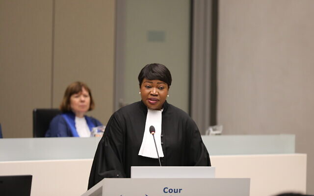 Chief prosecutor of the International Criminal Court Fatou Bensouda at the opening of the court's judicial year with a Special Session at the seat of the court in The Hague, January 23, 2020. (courtesy ICC)