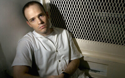 Death row inmate Randy Halprin, then 26, sits in a visitation cell at the Polunsky Unit in Livingston, Texas, December 3, 2003. (Brett Coomer/AP)