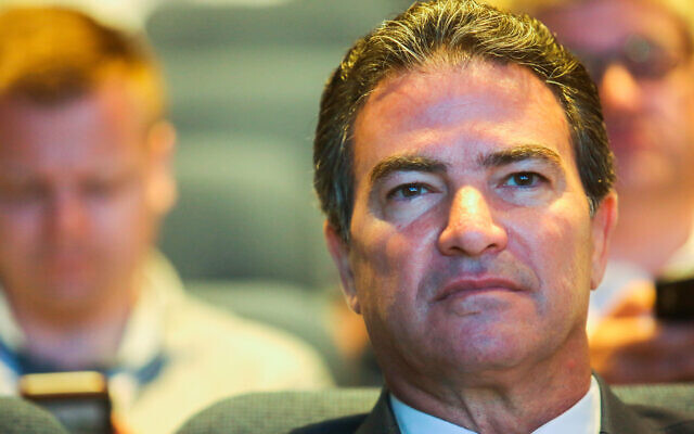 Then-Mossad chief Yossi Cohen speaks at a Tel Aviv University cyber conference, on June 24, 2019. (Flash90/File)