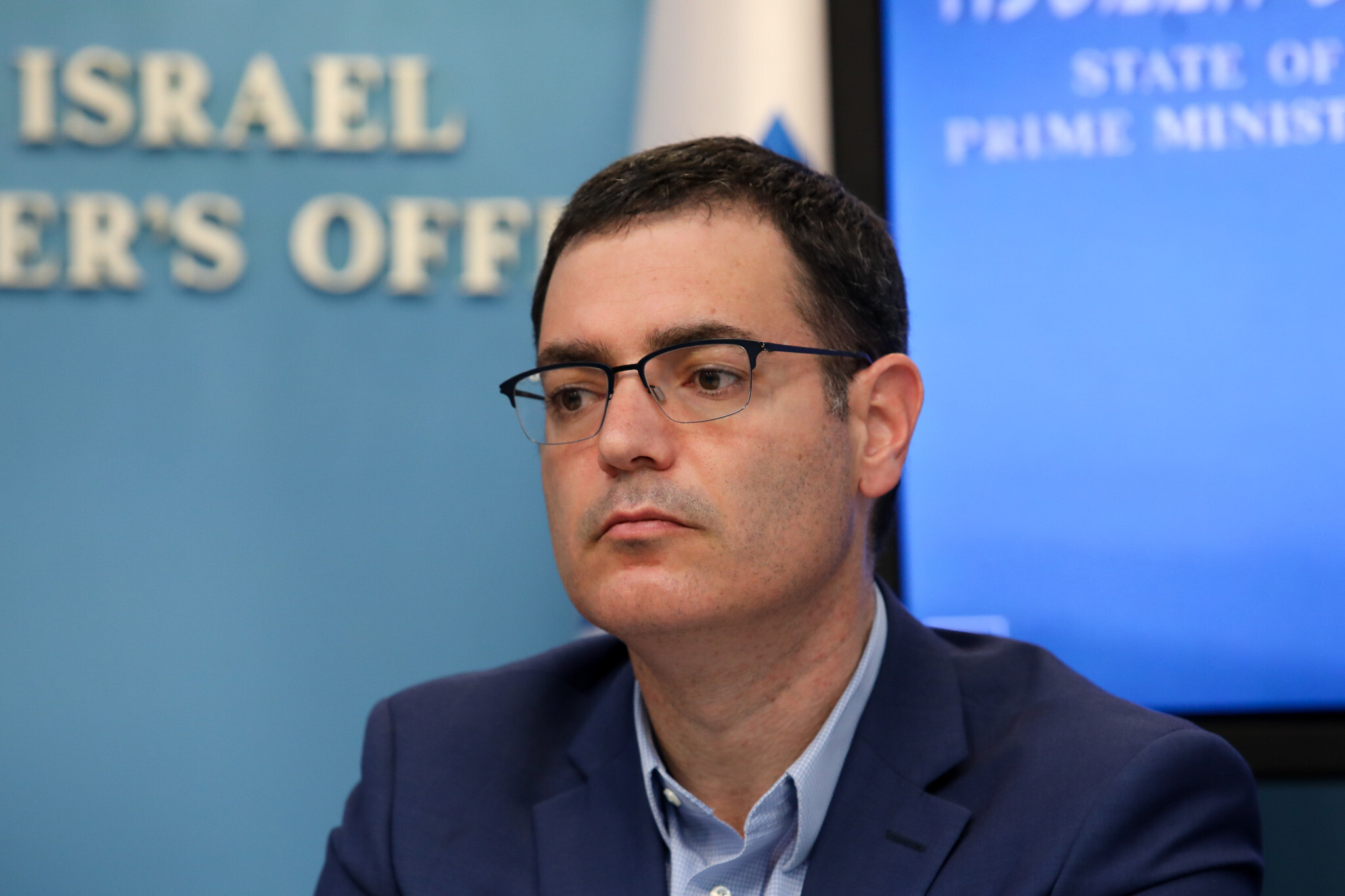 Health Ministry Director-General Moshe Bar Siman-Tov at a press conference at the Prime Minister’s Office in Jerusalem, March 11, 2020. (Flash90)