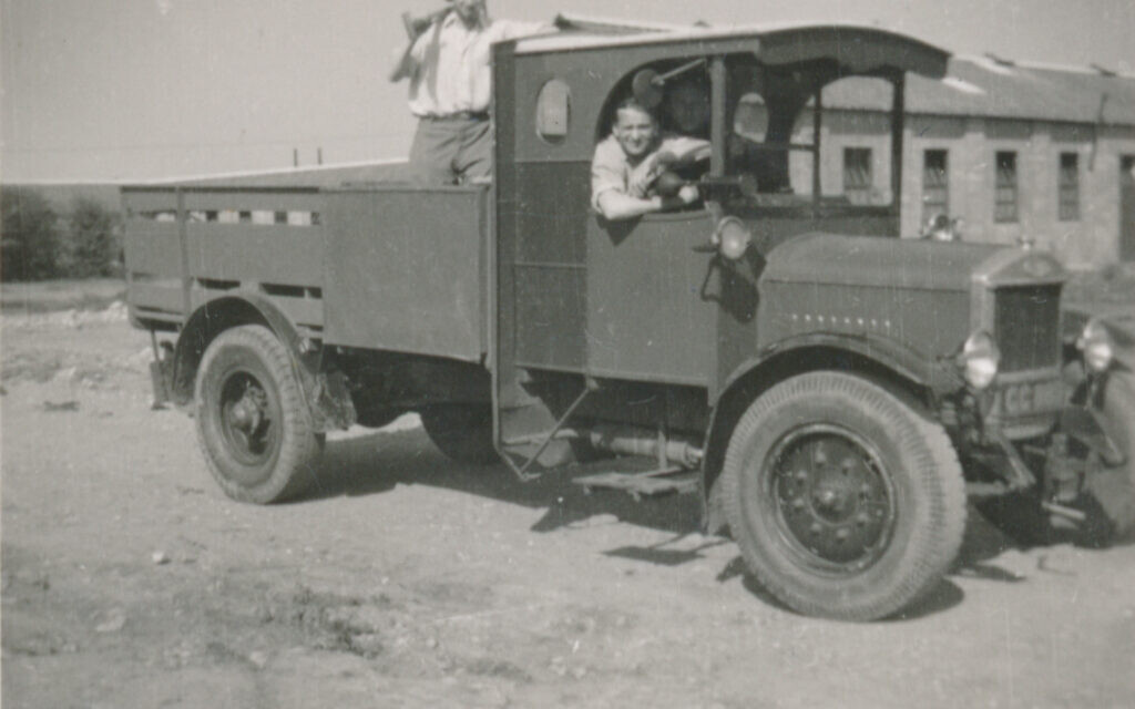 Victor Cohn in a truck at the Kitchener Camp. (Courtesy/ family of Victor Cohn)