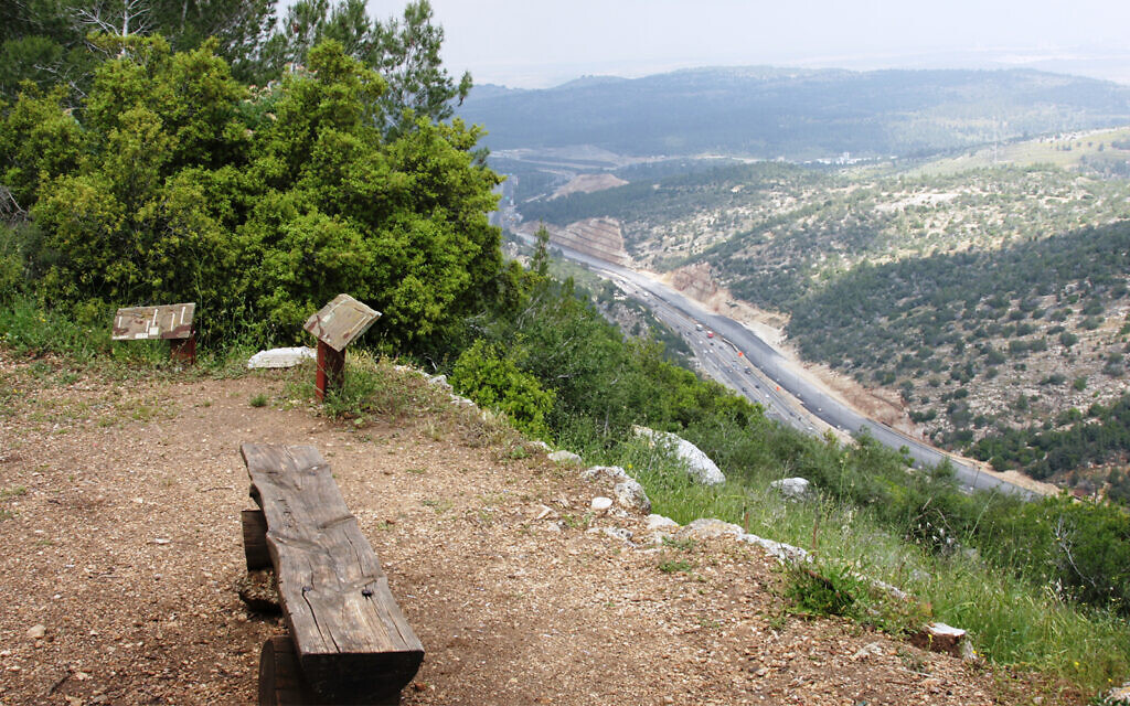 A highway outside Jerusalem was the site of fierce fighting in 1948 when the thoroughfare was a single lane road leading between the hills to the city. (Shmuel Bar-Am)