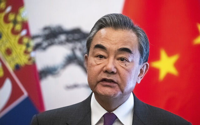Chinese Foreign Minister Wang Yi in Beijing, February 26, 2020. (Roman Pilipey/Pool Photo via AP)