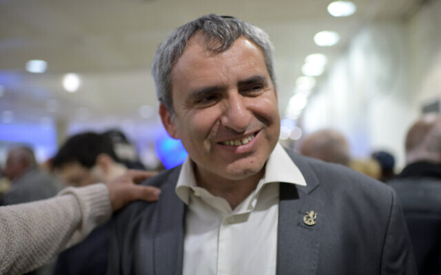 Then-environment protection minister Zeev Elkin attends the Likud Party's election campaign opening event in Jerusalem, on January 21, 2020.  (Gili Yaari/Flash90)