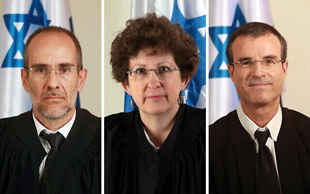Left to right: Netanyahu trial Judges Moshe Bar-Am, Rebecca Friedman-Feldman and Oded Shaham. (Justice Ministry)